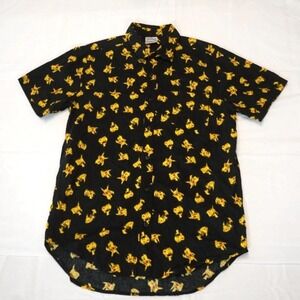Kids Pokemon Pikachu Black Short Sleeve Button Up Shirt Size Medium